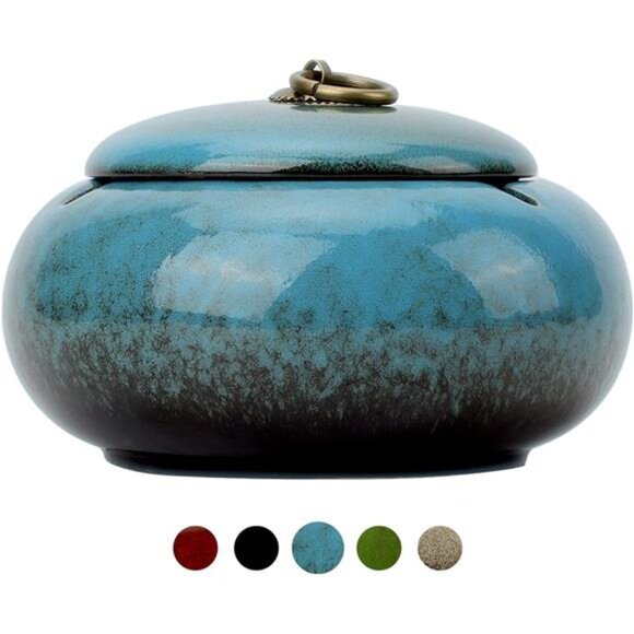 Large Size Color Glaze Cigarette Ashtray Windproof and Rainproof Outdoor Ceramic - Picture 1 of 7